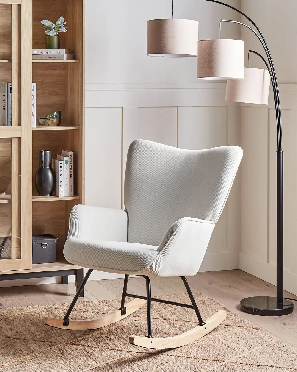 Schaukelsessel ARSET Cord Cremeweiß