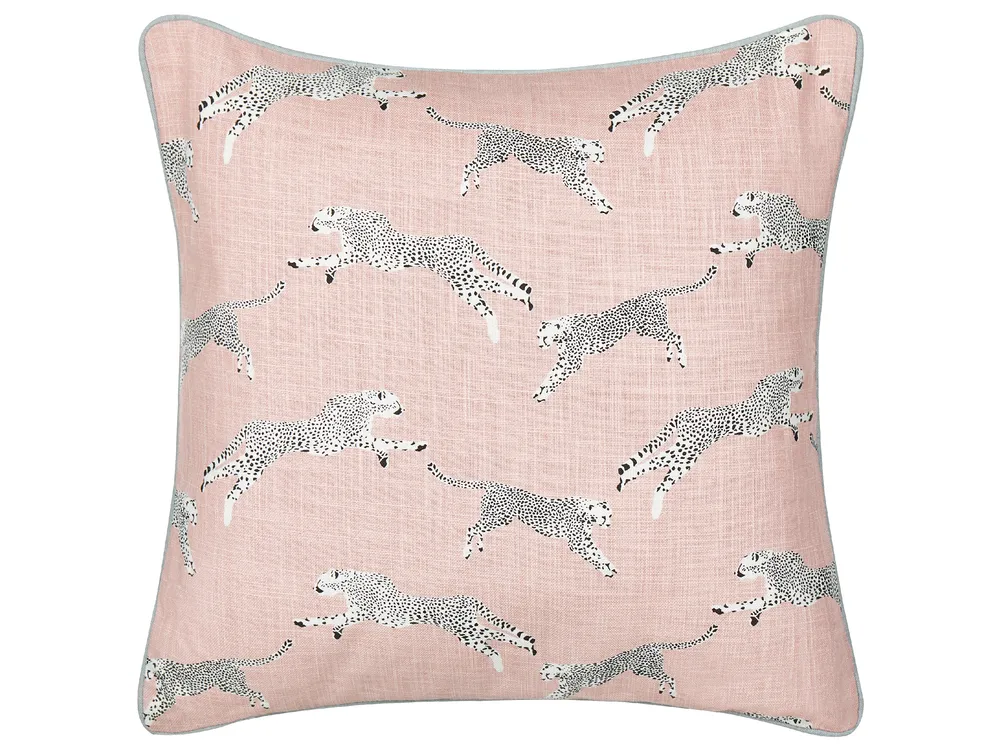 Dekokissen 2er Set ARALES 45 x 45 cm Baumwolle Pastellrosa Tiermuster_893140