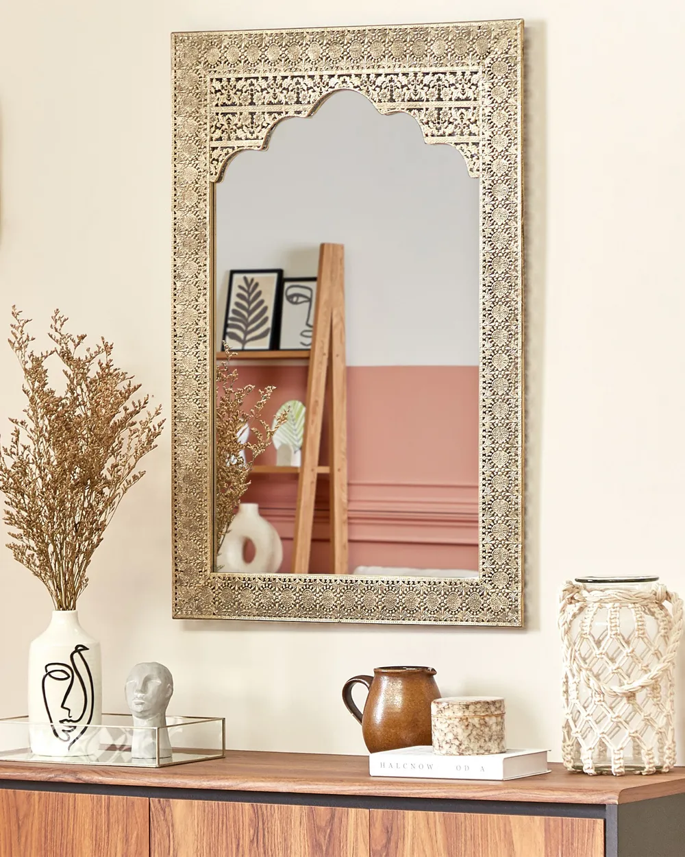Wandspiegel PALI 60 cm 90 cm Metall Gold
