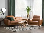Sofa Set 4-Sitzer NARWIK Echtleder Braun_720641