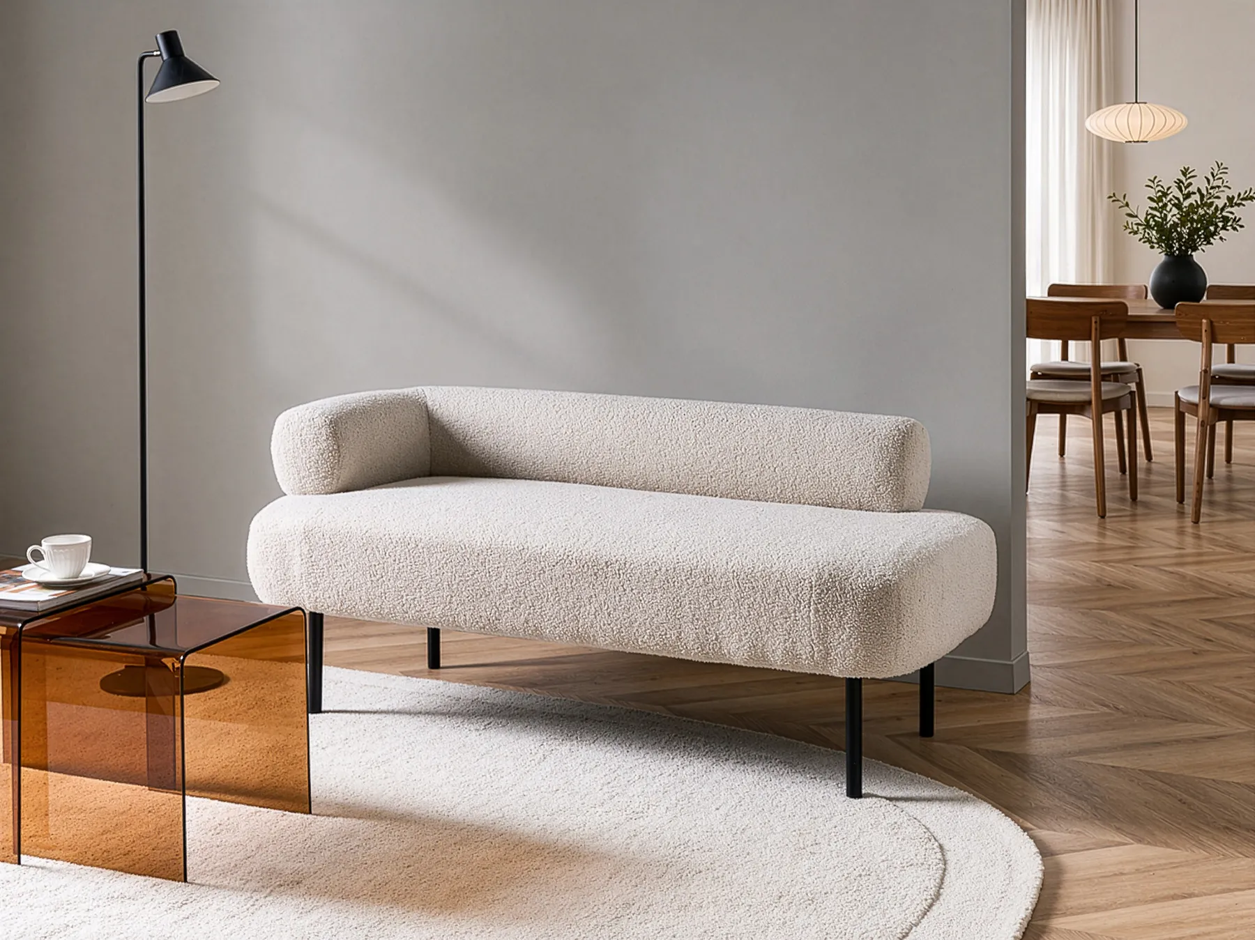 Left-Hand Chaise Longue MIRMANDE Boucle Off-White_1000975