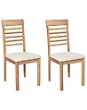 Set of 2 Dining Chairs ORTLEY Wood Light Brown/ Beige