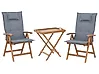 Bistro Set with Cushions Folding JAVA Acacia Wood Blue