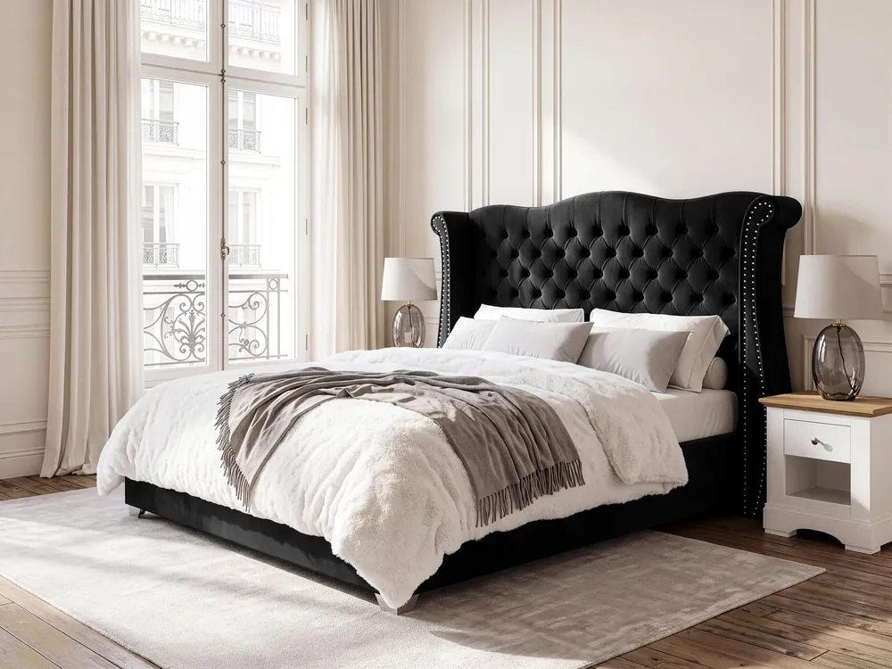 Bed Velvet AYETTE 180 x 200 cm (EU Super King) Black