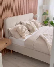 Bett mit Lattenrost Stoff RENNES 140 x 200 cm Hellbeige_1170068