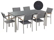 Gartenmöbel Set 6-Sitzer GROSSETO Granit poliert Grau / Schwarz_431600