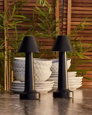 Kabellose LED Tischlampe 2er Set JOANES mit Dimmer Metall Schwarz_940397