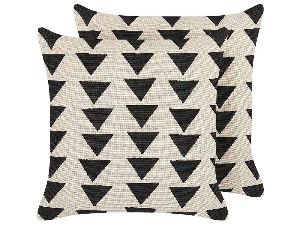 Dekokissen 2er Set CERCIS 45 x 45 cm Baumwolle Beige Geometrisches Muster