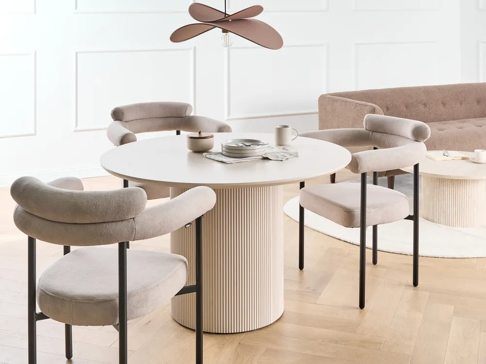 Esszimmerstuhl 2er Set LYNEY Stoff Beige_1017437
