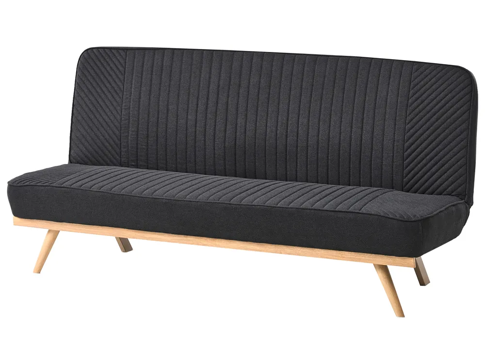 Sofa Bed 2 Seater KALFAFEL Fabric Black_1009343