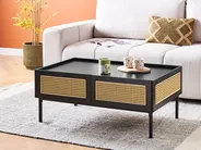 Coffee Table CULLEN with Storage Rattan Black_946506