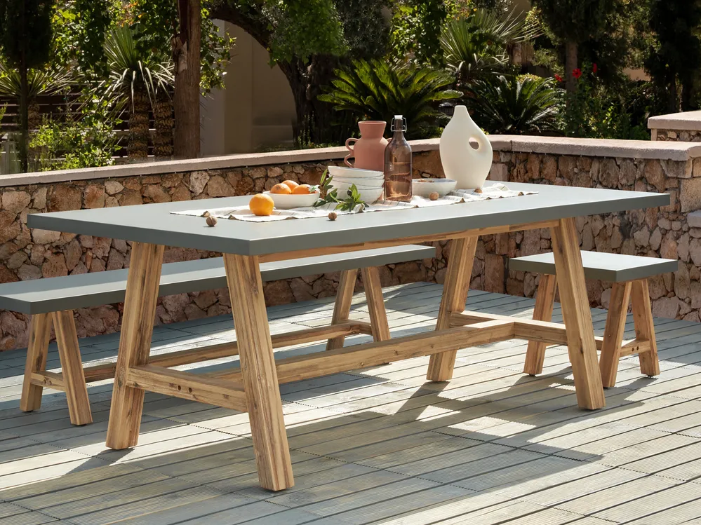 Gartentisch TONNARE 200 cm 100 cm Beton Grau