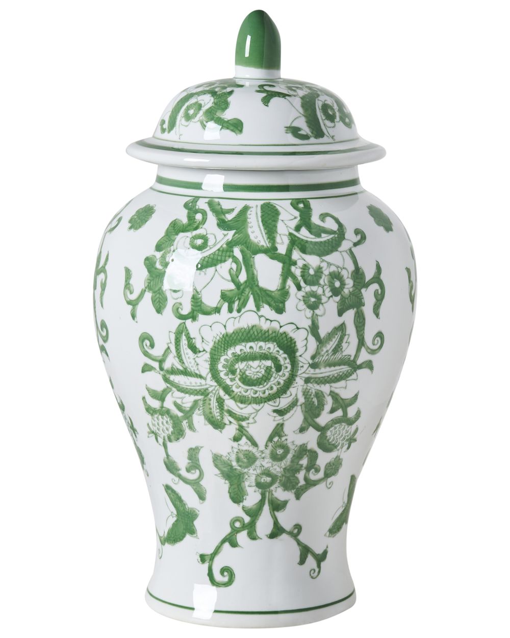 Lidded Vase MONDRAGON 37 cm Porcelain White/ Green