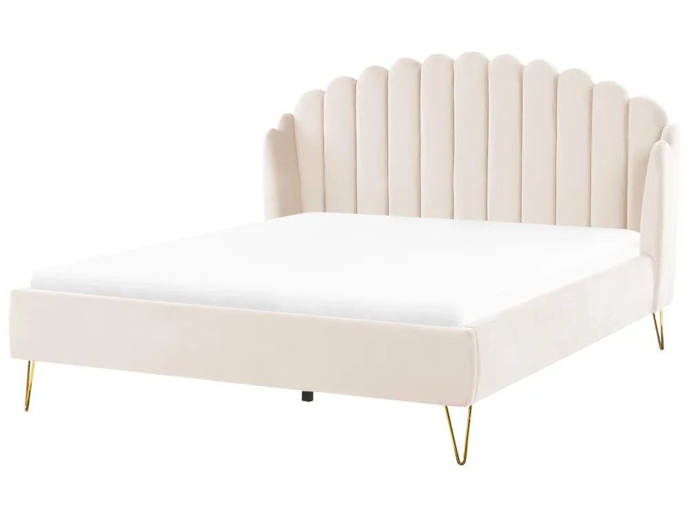 Bett mit Lattenrost Samtstoff AMBILLOU 180 x 200 cm Hellbeige