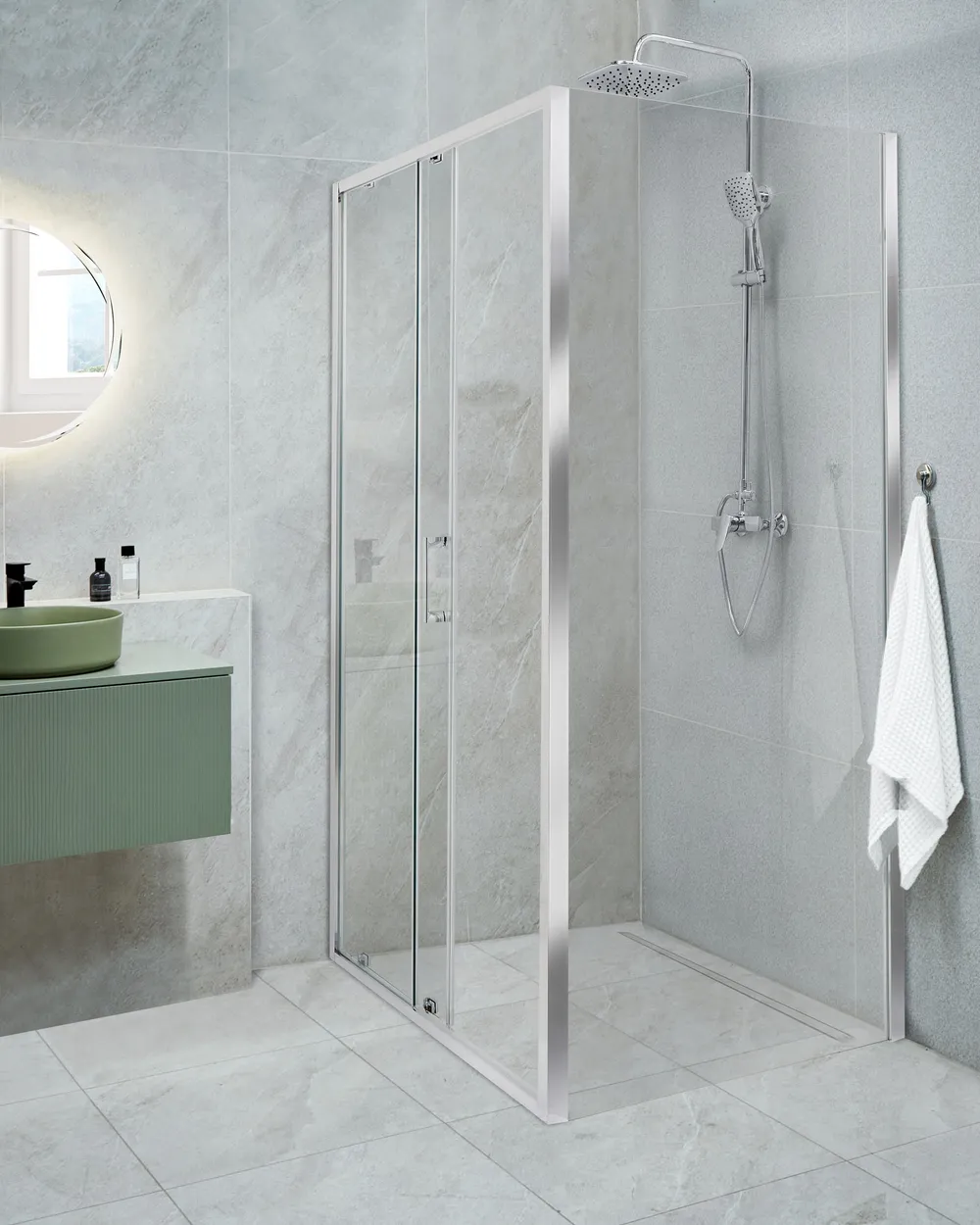 Duschkabine YORO 80 x 100 x 185 cm Silber