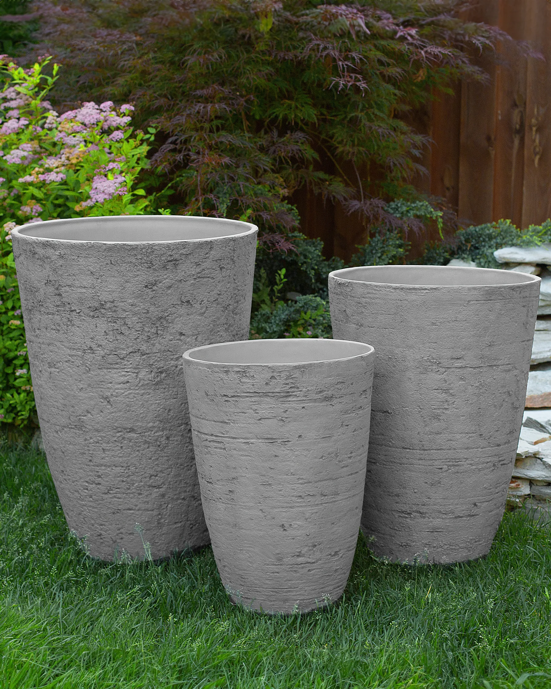 Set mit 2 Blumentöpfen CAMIA 43 cm Grau_841575