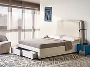 Bett mit Schubladen SARDENT Bouclé Cremeweiß 140 x 200 cm_1175198