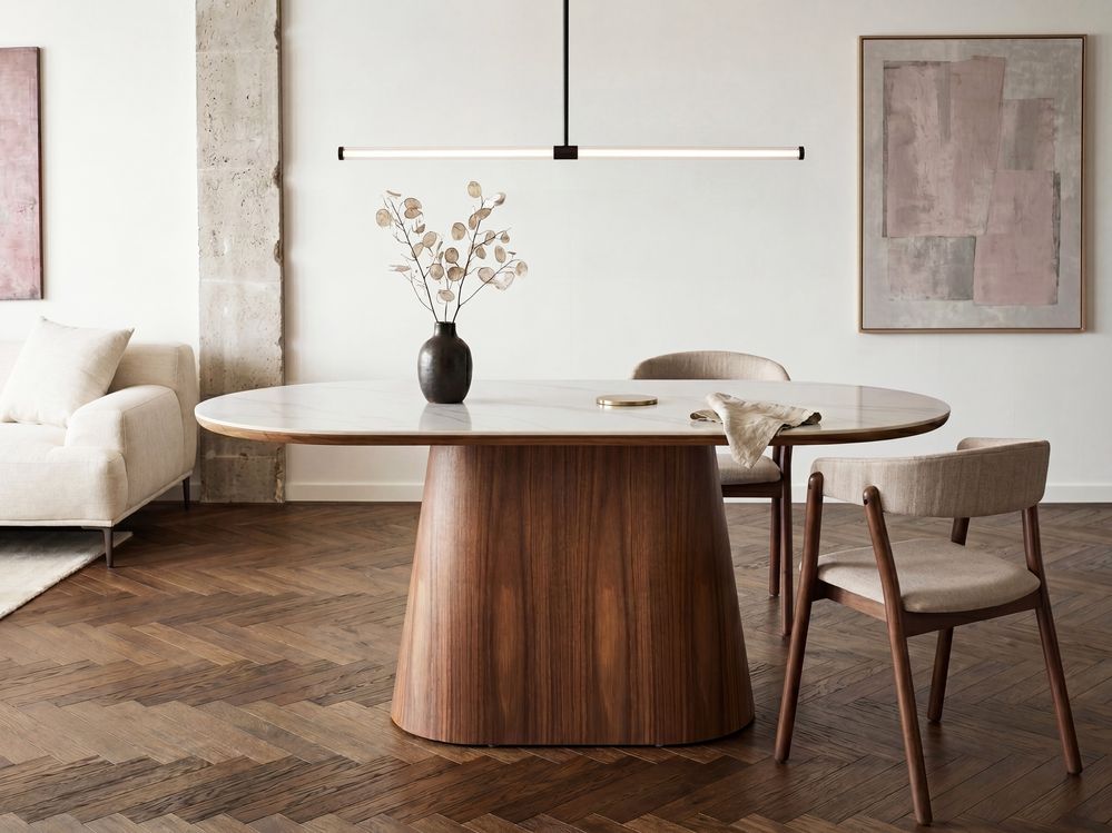 Dining Table LOCKHART Dark Ash Wood 180 cm 90 cm