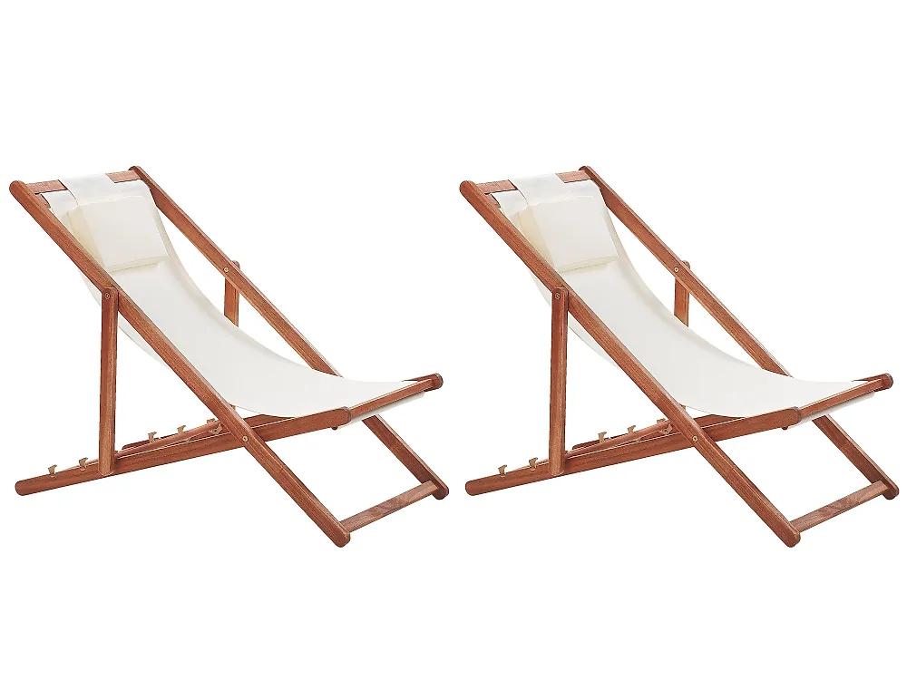 Set of 2 Folding Deck Chairs AVELLINO Acacia Wood Dark Brown