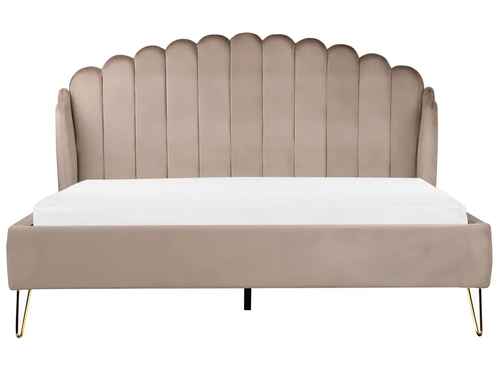 Bett mit Lattenrost Samtstoff AMBILLOU 180 x 200 cm Taupe_902493