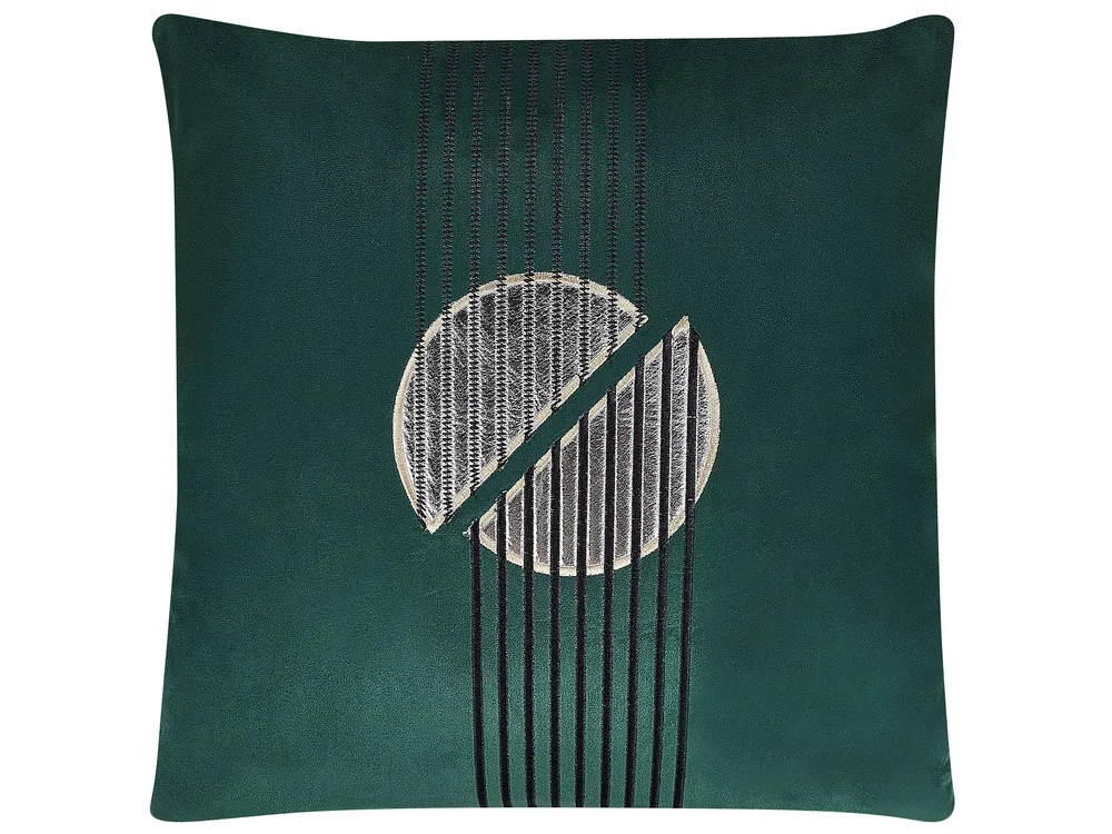 Dekokissen 2er Set CEROPEGIA 45 x 45 cm Samtstoff Smaragdgrün Geometrisches Muster_810850