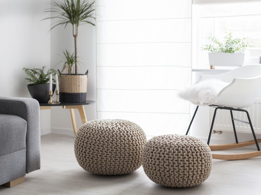 Pouf CONRAD Baumwolle Hellbeige