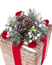 Weihnachtsdekoration 3er Set LED VAHTO 46/32/30 cm Weihnachtsgeschenke Braun_1179427