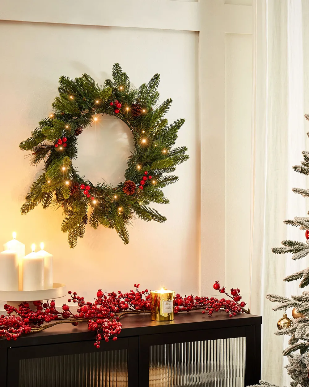 Weihnachtskranz LED WHITEHORN 50 cm Dunkelgrün