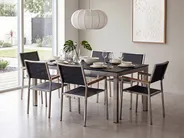 Garden Dining Set 6 Seater GROSSETO Tempered Glass Black_1105739