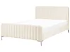 Bett mit Lattenrost Samtstoff LUNAN 140 x 200 cm Hellbeige