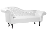 Left-Hand Chaise Longue LATTES Faux Leather White_681428