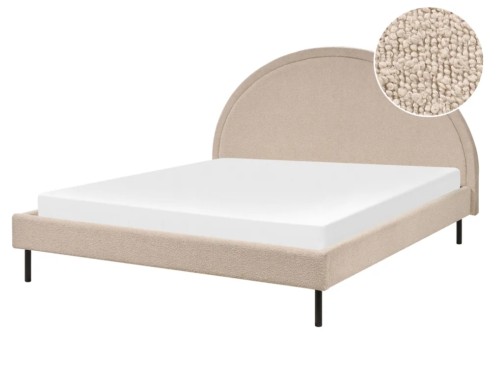 Bett mit Lattenrost Bouclé MARGUT 160 x 200 cm Beige