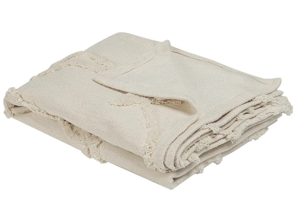 Kuscheldecke ACACIA Baumwolle 130 x 160 cm Beige