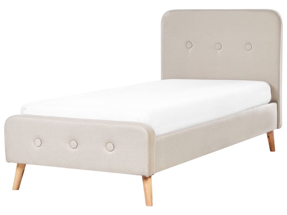 Krevet Umjetni lan RENNES 90 x 200 cm Svijetlo bež