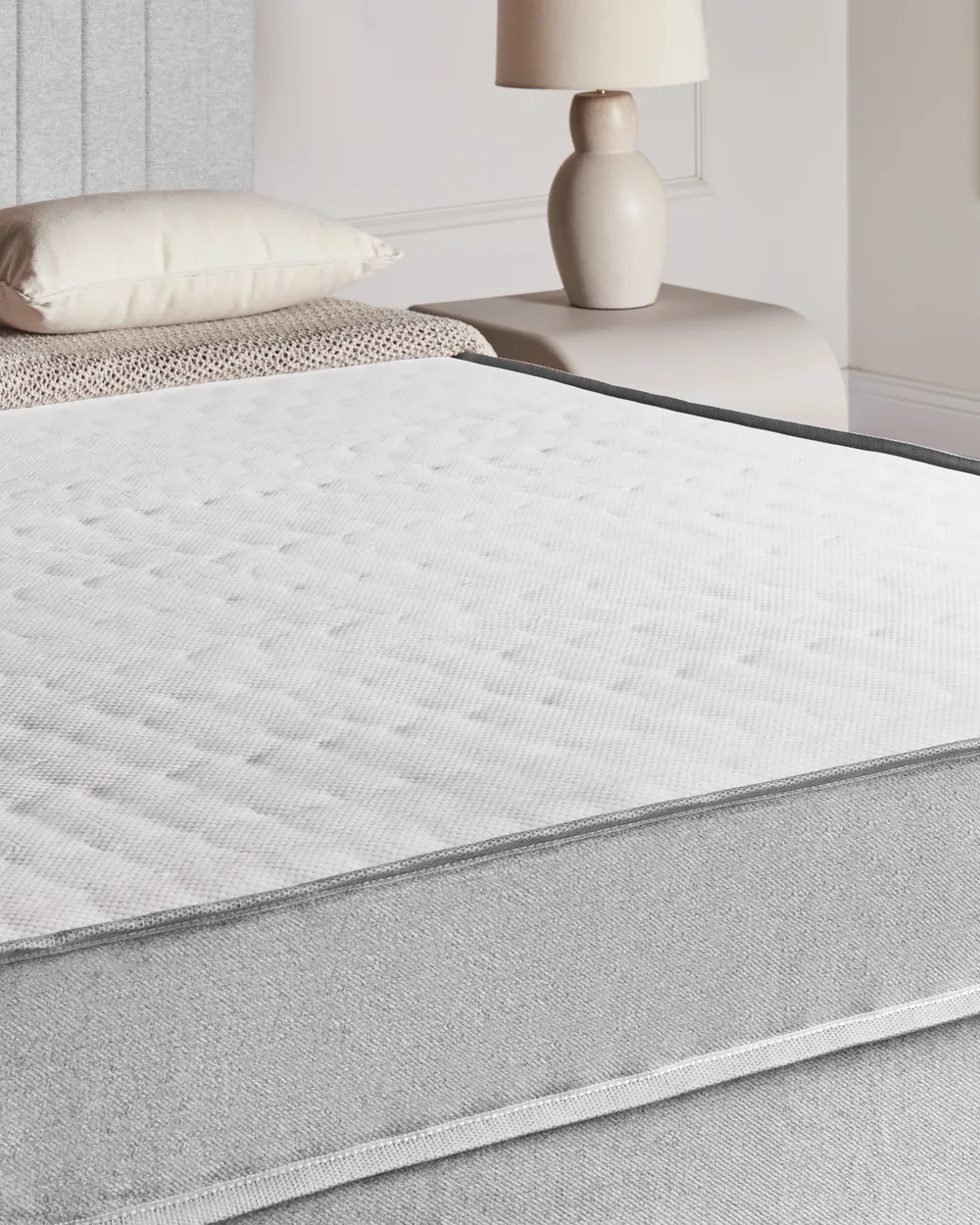 Boxspringbett Stoff COUNTESS 90 x 200 cm Hellgrau_1054504