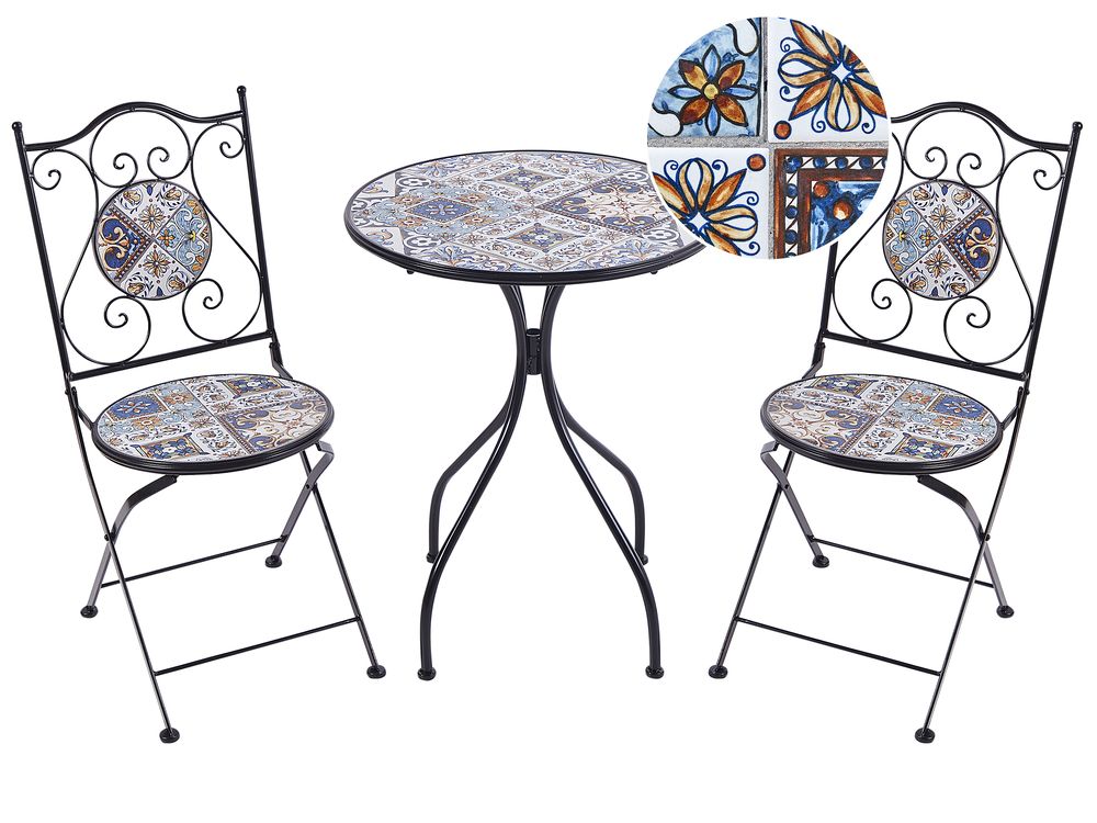 Bistro Set Folding CIVITA Metal Black