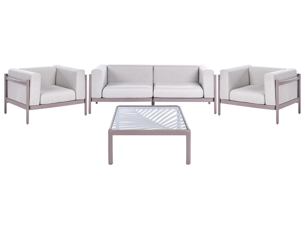 Lounge Set mit Tisch 4-Sitzer FERRETTI Taupe