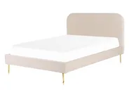 Bett mit Lattenrost Samtstoff FLAYAT 140 x 200 cm Hellbeige_834180