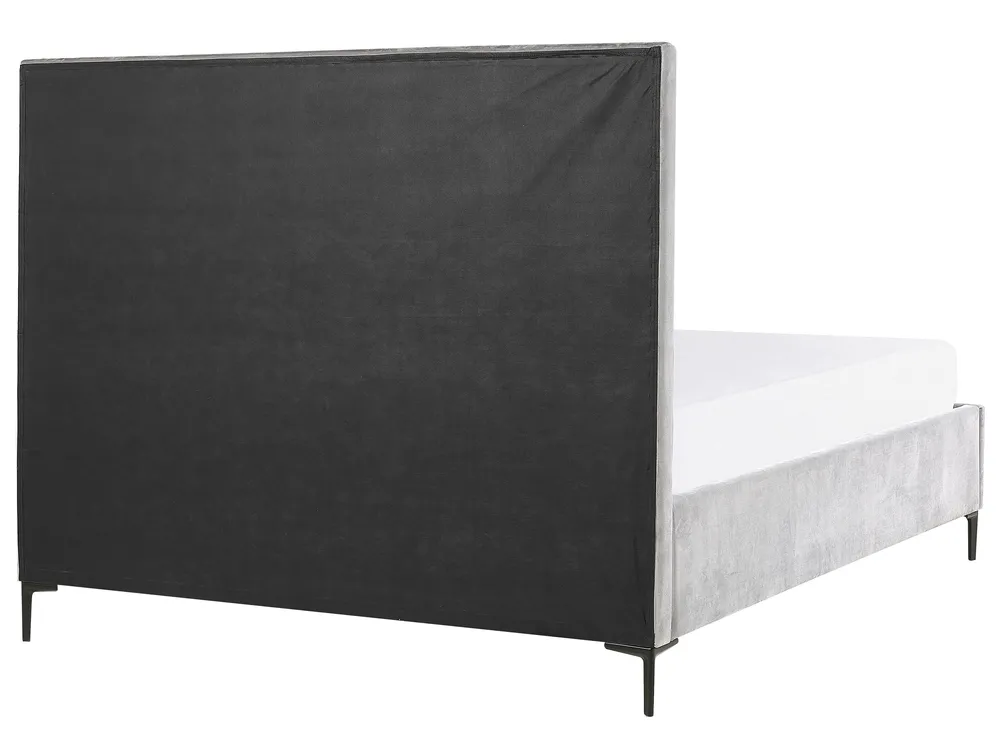 Bett mit Stauraum SEZANNE Samtstoff Hellgrau 180 x 200 cm_799876