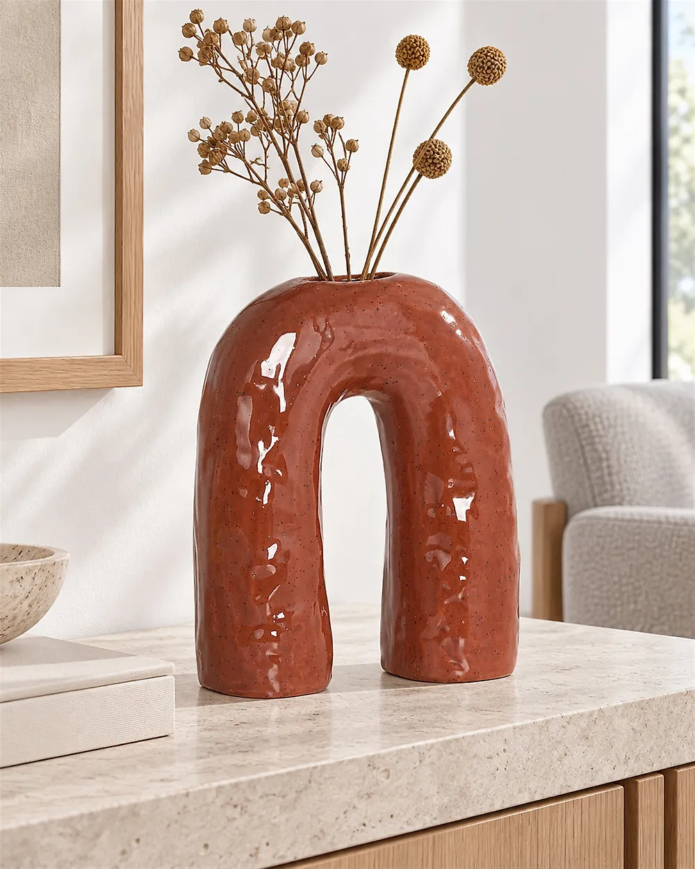 Blumenvase PERCH 29 cm Steinzeug Braun_1178914