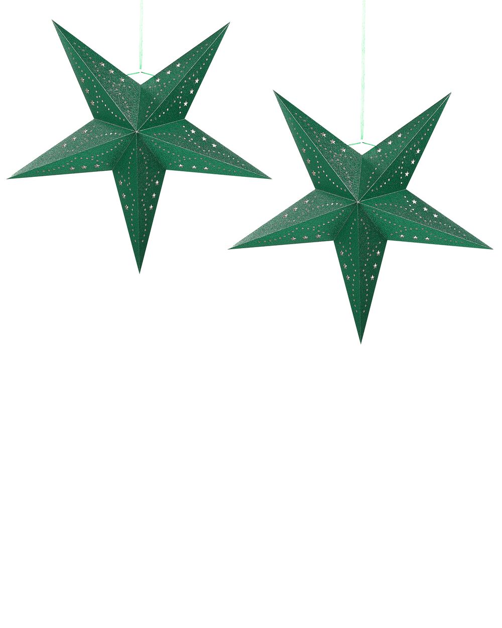 Set van 2 hangende decoraties LED MOTTI 60 cm Ster Smaragdgroen