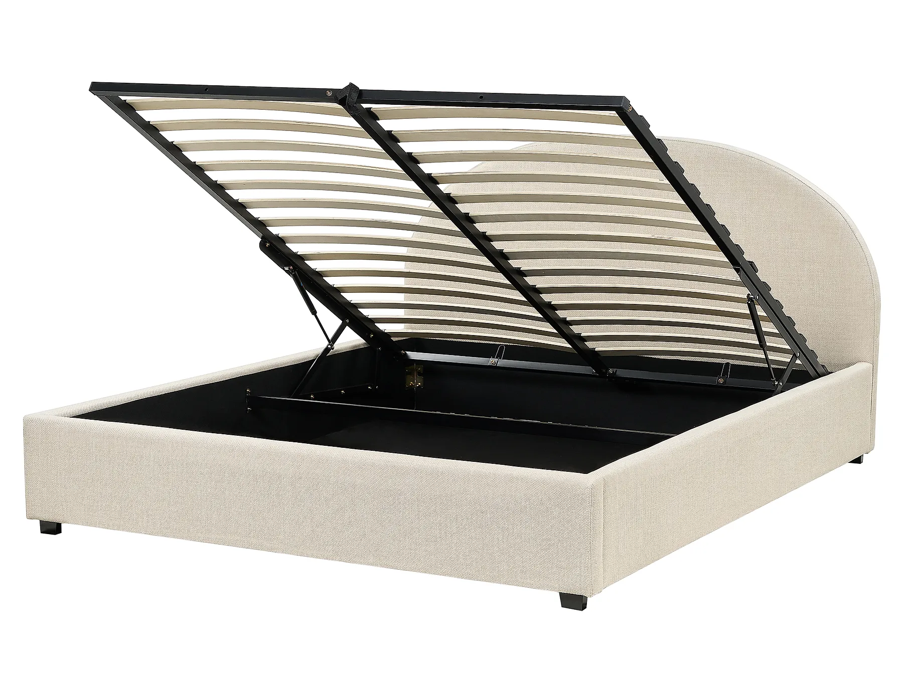 Ottoman Bed VAUCLUSE Fabric Beige 160 x 200 cm (EU King Size)_876837