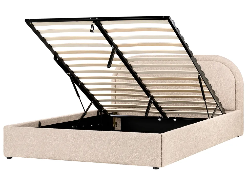 Ottoman Bed QUILLIEN Boucle Beige 160 x 200 cm (EU King Size)_989899