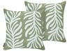 Lot de 2 coussins d'extérieur ALISMA Motif de plante 45 x 45 cm Vert olive