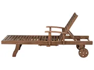 Sun Lounger with Cushion AMANTEA PREMIUM Reclining Acacia Wood Blue_1070461