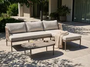 Garten Ecksofa mit Tisch 3-Sitzer LEFFE Metall Beige linksseitig_1045279