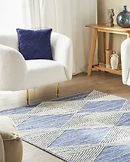 Teppich DATCA Blau 200 x 200 cm Wolle_1179883