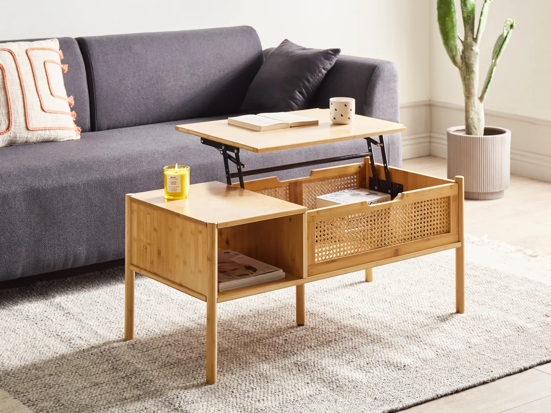 Couchtisch SURREY mit Stauraum Bambus Naturfarben_955559