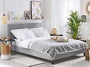 Bett mit Lattenrost Stoff POITIERS 140 x 200 cm Hellgrau_1172215