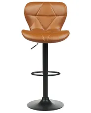 Set of 2 Bar Chairs VALETTA Swivel Faux Leather Golden Brown_894640